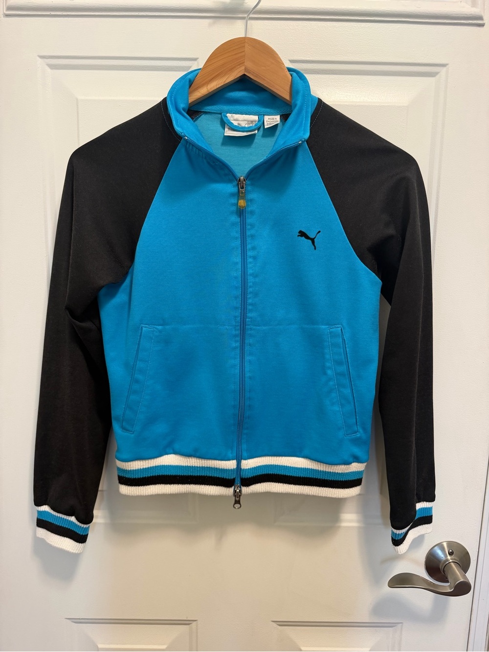 Puma - Retro Women’s Turquoise, Black and White Full-Zip Track Jacket - Y2K